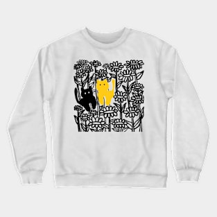 cat, sunflower fields Crewneck Sweatshirt